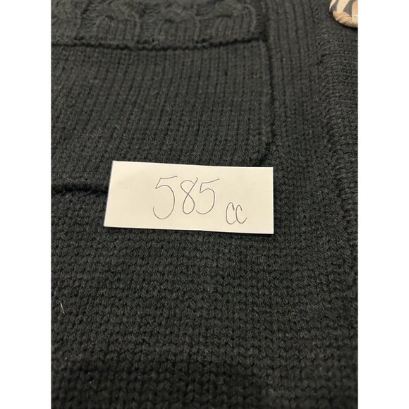 Anis.A Medium Black Knitted Embroidered Floral Sweater Coat Felt Flower Accents - Picture 8 of 9